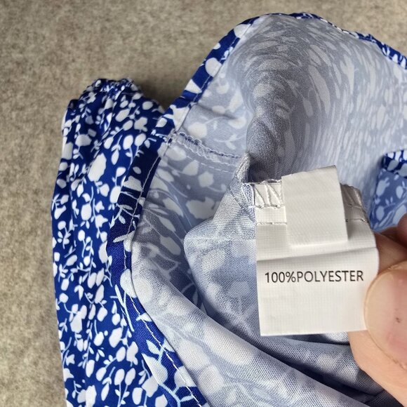 Blue Womens Plus Size Long Sleeve V-Neck Floral Blouse 5XL 100% Polyester - Picture 4 of 8